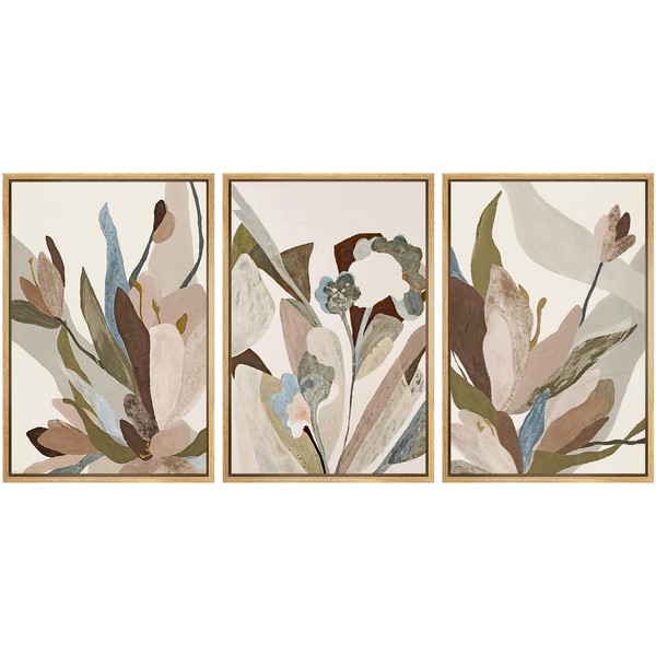 SIGNWIN Framed Canvas Print Wall Art Set Botanical Abstract Earthy