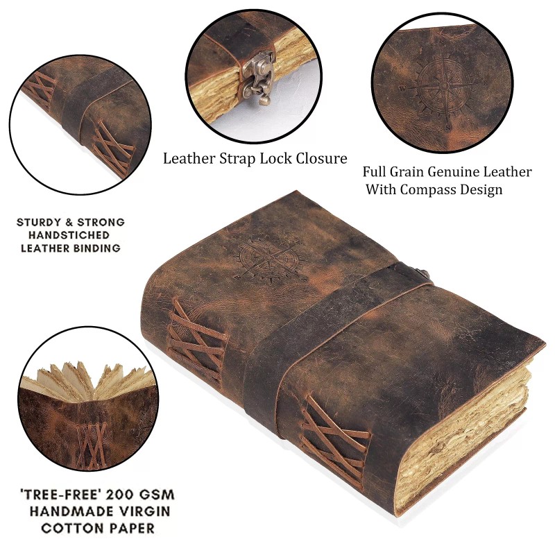 cuero Compass Vintage Leather Journal,Antiqu