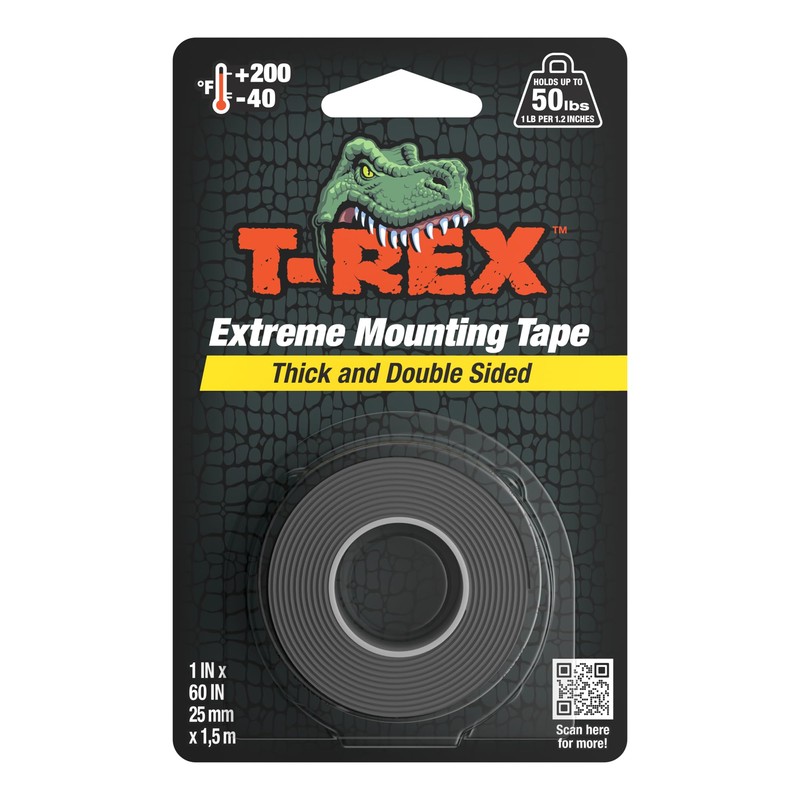 T-REX Extreme Hold Double Sided Mounting Tape, All Weather, Black,
