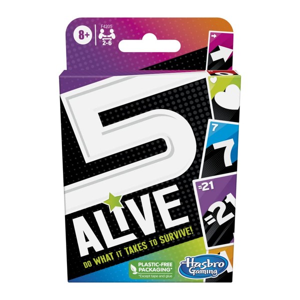 Hasbro Gaming 5 Alive Card Game, Kids Game, Fun Family Game for Ages 8 and Up, Card Game for 2 to 6 Players, Multicolor