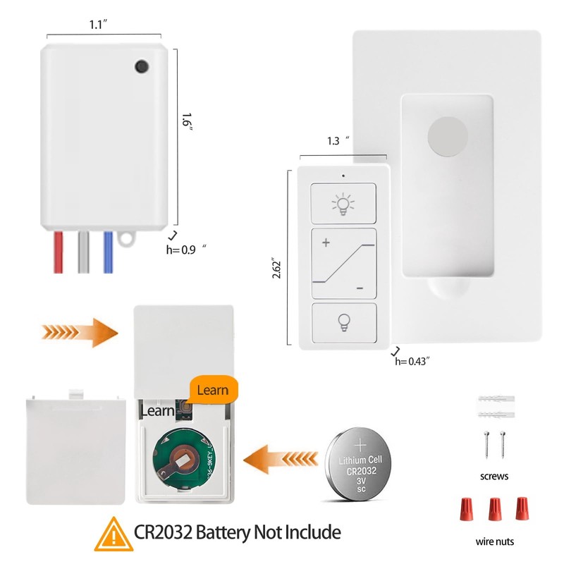 Humpptom Wireless Light Switch and Receiver, Dimmer Switch Work with