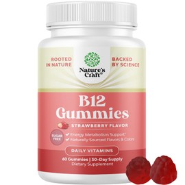 Vitamin B12 Gummies for Adults - Sugar Free Vitamin B12 1000 mcg Chewable Gums for Energy & Mood Support Immune & Nerves Health - Kosher Non-GMO & Gluten Free Supplement for Women & Men - 60 Count