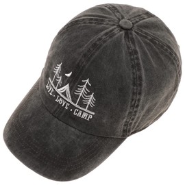 MIRMARU Baseball Dad Hat Vintage Washed Cotton Low Profile Embroidered Adjustable Baseball Caps (US, Alpha, One Size, Live Love Camp - Black)