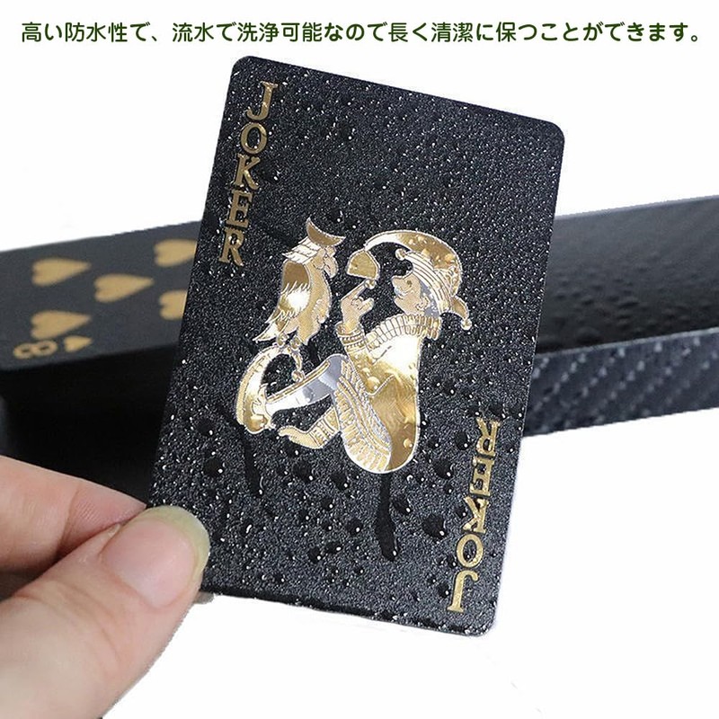 QUANTALY 54 Pcs Plastic Magic Playing Cards Black Gold Waterproof
