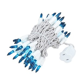 Novelty Lights 50 Light Teal Christmas Mini String Light Set, White Wire, Indoor/Outdoor UL Listed, 11' Long
