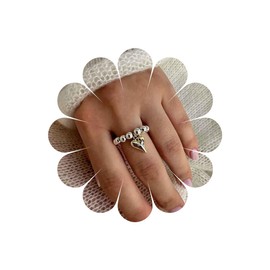 Xduargs Boho Heart Dangle Finger Ring Gold Love Heart Open Knuckle Vintage Bead Heart Wrap Punk Heart Adjustable Stacking Jewelry for Women