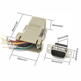 Willwewon 10PCS DB9 Male to RJ45 Modular Adapter, 9 Pin Serial Port to RJ45 Female Ethernet Adapter