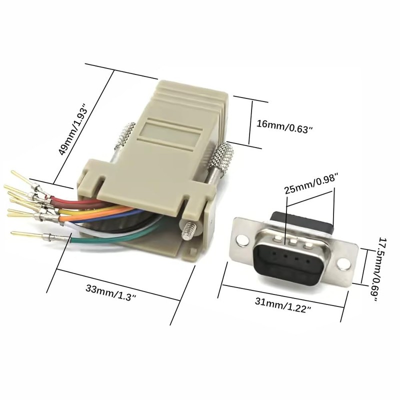 Willwewon 10PCS DB9 Male to RJ45 Modular Adapter, 9 Pin