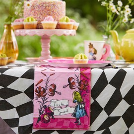 Talking Tables | Black & White Alice in Wonderland Paper Table Cover | Disposable Tablecloth Recyclable, Supplies for Mad Hatter Tea Party, Onederland Birthday, Mother's Day, Baby Shower 70' x 47'