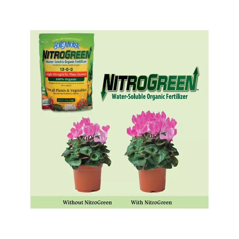 SoilMoist NitroGreen Organic Plant Fertilizer 14oz High Nitrogen Water Soluble
