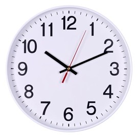 OFFICER PRODUCTS Plastic Wall Clock, 34 cm, White/Arabic Numerals, Wall Clock, Quartz, Silent Wall Clocks, for School, Office, Living Room, Kitchen, Analogue, Modern, Round, Decorative