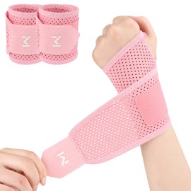 Wrist Brace Wrist Wraps for Women Men, 1 Pair Carpal Tunnel Wrist Brace Wrist Straps for Weightlifting, Breathable Wrist Bands Wrist Support Carpal Tunnel Relief Wrist Brace for Carpal Tunnel (Pink)