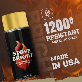 Stove Bright High Temp Paint - Gold - 8123 | Heat Resistant Spray for Wood Stove BBQ Grill Fireplace Engine | Satin Finish | Rust Resistant Metal Coating | Withstands 1200°F | Primer Friendly