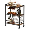HOOBRO Bar Cart, 3-Tier Coffee Cart with Wheels, Kitchen Cart,