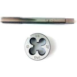 HUAZHICHUN 1PC 3/8-27 UNS Tap + 1PC 3/8-27 UNS Die, HSS Tap and Die Set Right Hand Tap