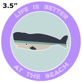 Athena Brands Whale Life is Better at the Beach Car Truck Window Bumper Graphic Sticker Decal - Panama Purple