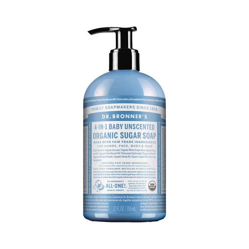 Dr Bronner's 4-In-1 Organic Sugar Soap - Baby Unscented, 710ml