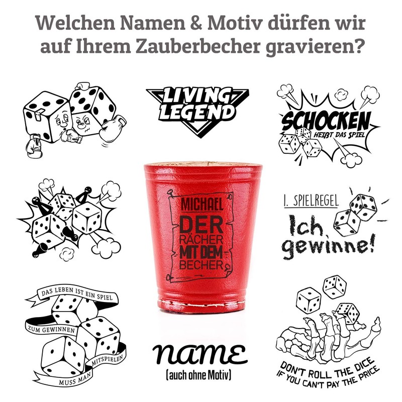 Dice Cup with Engraving – Red – Your Name +