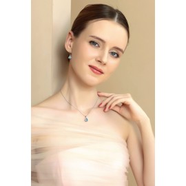 B. BRILLIANT Sterling Silver Blue Topaz Trillion Bezel-Set Pendant Necklace & Dangle Earrings Set for Women