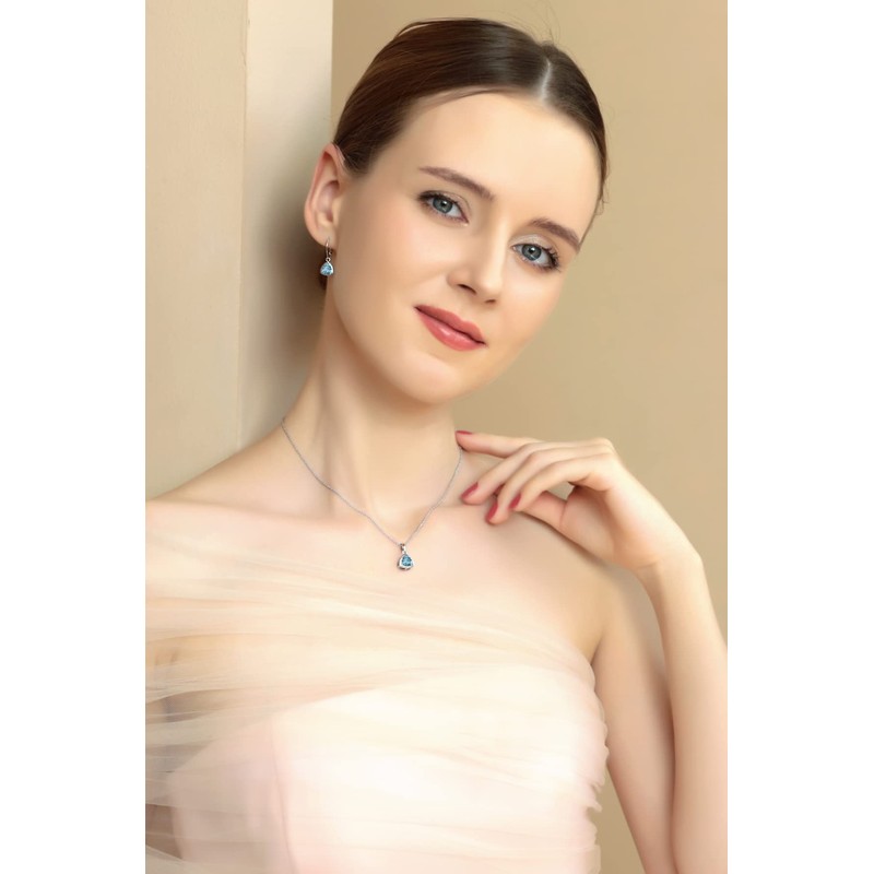 B. BRILLIANT Sterling Silver Blue Topaz Trillion Bezel-Set Pendant Necklace