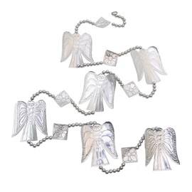 NOVICA Artisan Handmade Aluminum Ornament Garlands Angel Set of 3 Silver Tone Metallic Indonesia Holiday Decor Ornaments Wreaths Christmas [ 61in L x 2.8in W x 0.2in D] ' Line of Angels' Set of 3