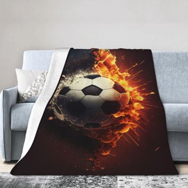 E-RIDES 100x125CM Flaming Football Blanket, Soft & Cozy for Adults & Kids, Unique Birthday Gift Blanket, Perfect Home Decor Blanket, Ideal for Couch, Bed, Office, Travel, All Seasons