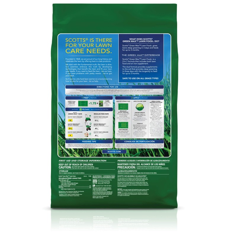 Scotts Green Max Lawn FoodFL, Lawn Fertilizer Plus Iron Supplement