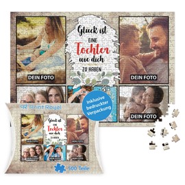 PR Print Royal Photo Puzzle with 5 Photos Print – Glück ist eine Tochter wie Dich zu haben – Collage Puzzle Design Yourself for the Daughter – 500 Pieces Including High-Quality Cardboard Packaging