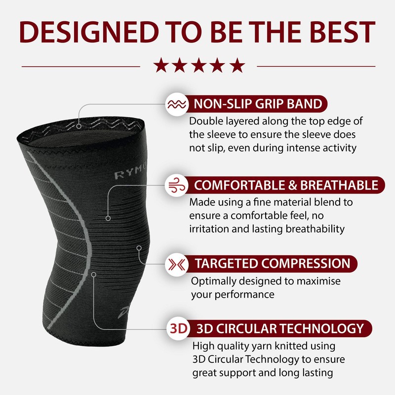 Rymora Knee Support for Men and Women - Compression Sleeve