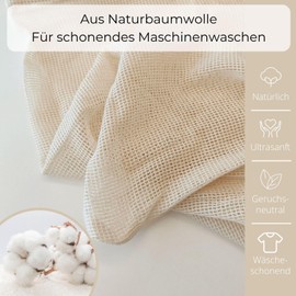 Ecoliko® Large Cotton Laundry Net in XL for Transparent Curtains [Pack of 2], Laundry Bag for Jackets & Sweaters in the Washing Machine, Odourless & Gentle on the Skin, 50 x 60 cm, Beige