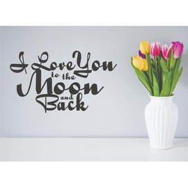 I Love You to The Moon and Back Wall Decal Romance Happiness Roses Sticker for Home Living Room Bedroom Forever Special Place in Our Hearts Removeable Cute Wall Decoration - Size: 12 in x 24 in