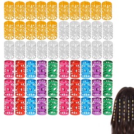 DHWEKU Pack of 50 dreadlocks jewellery, adjustable metal cuffs, hair spiral clips, dreadlocks beads, braiding hair jewellery, suitable for men and women, coloured