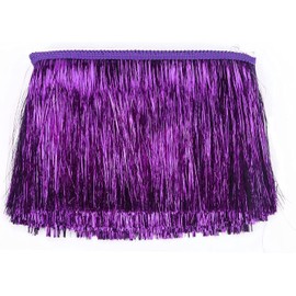 YYCRAFT 10 Inch Wide Tinsel Fringe Trim Garland - Dance Costume Trim with Shiny Foil Effect for Party Decoration (5 Yards, Purple)