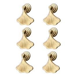 MOROBOR Ginkgo Leaf Shape Knob Handles, 6pcs Golden Drop Pendant Pull Handle,Hardware Drawer Single Hole Handle for Wardrobe Cupboard Closets Cupboard