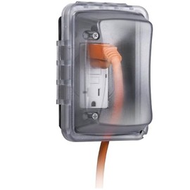 TayMac MM410C - Cubierta de toma de corriente eléctrica de 1 banda, resistente a la intemperie, para mejoras del hogar, 2.75 pulgadas, transparente