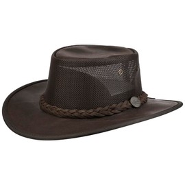 Barmah Foldaway Cool Leather Cowboy Hat Western Hat (L (58-59 cm) - Brown)