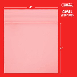 Dirose Reclosable Poly Zip Top Bags - 4" x 4" (100 Count), 4 Mil - Resealable Plastic Bags with Zipper - Clear Baggies for Jewelry, Pills, Candy
