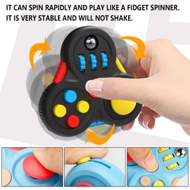 Fidget Pad Toys,Fidget Controller Handheld Spinner Decompression Toy Stress Relief Anxiety Fidget Spinning Toys,for Release Stress and Anxiety,ADHD, ADD, Autism (Black)