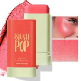 Rubor en barra en crema - Rubor en barra 3 en 1 para mejillas, labios y ojos - Rubor en crema ligero, resistente al agua y de larga duración para pieles maduras - Rubor hidratante y mezclable para un aspecto natural (ORANGE)