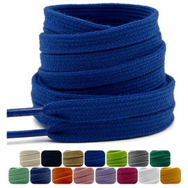 Dafannis 2 Pairs of Cotton Shoelaces, 9 mm Flat Wide Tear-Resistant Shoe Laces for Trainers, Sports Shoes, Trainers, Premium Replacement Shoelaces, darkblue