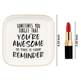 Inspirational Gifts for Women Ceramics Ring Dish, "Sometimes yuo forget that you're awesome, so this is your reminder" Gifts for Women Friend, Unique Gift for Birthday, Mother's Day, Valentine's Day