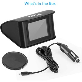 Pyle Universal Vehicle Smart HUD Display - 2.6" Digital Mini Car Dashboard Heads Up Windshield Speedometer Projector System w/ GPS Navigation Compass, Displays Speed, Distance, Time and More - PHUD19