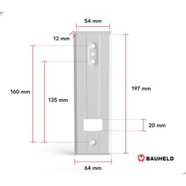 BAUHELD® Roller shutter belt cover without belt removal, 1 piece, maxi flush-mounted belt winder cover made of plastic, hole spacing 135-160 mm, cover plate suitable for roller shutter belt 23 mm,