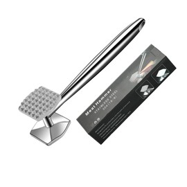 AMOZO Meat Hammer - The New Meat Tenderiser Made of Stainless Steel - Double-Sided Schnitzel Tenderiser - Meat Tenderiser Stainless Steel - Meat Hammer Stainless Steel for Schnitzel Steaks