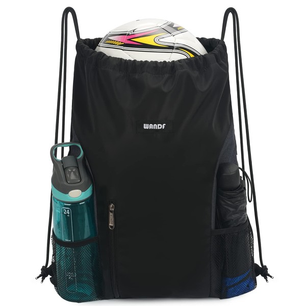 WANDF Gym Sack, Knapsack, Drawstring Bag, Shoe Storage, Waterproof, Lightweight,