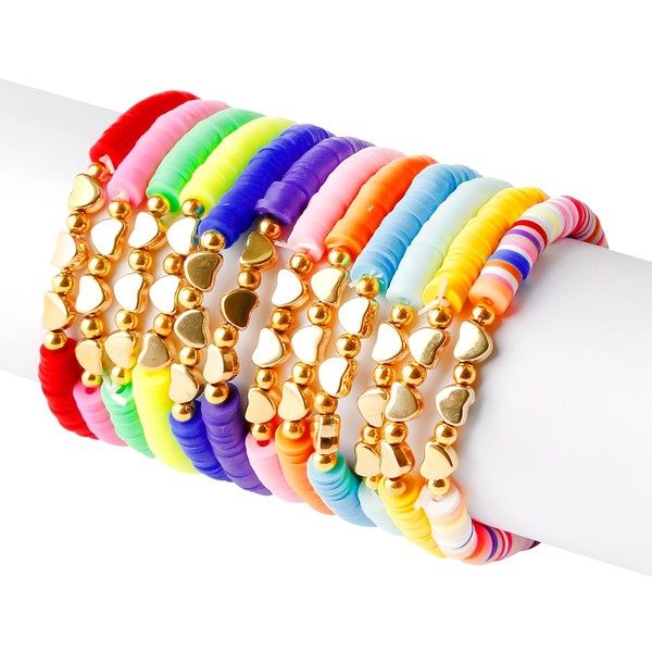 Lotsdonxia 12 Pcs Colourful Heart Friendship Bracelets – Cute Parties