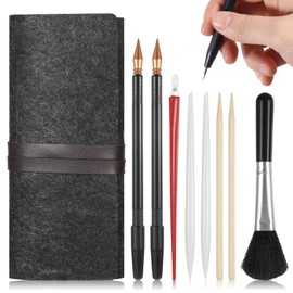 9 Pcs Scratching Drawing Tool Set Scratch Painting Art Tool Scratch Art Tools Including Tool Bag, Scratch Coloring Pens, Plastic and Wooden Stylus, Scraper, Clean Brush