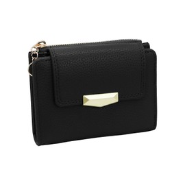 AdiStylinno Small Wallet for Women, Soft Leather Bifold Card Holder Wallet, Fashion Compact Purse with ID Window Zip Pocket (Black)