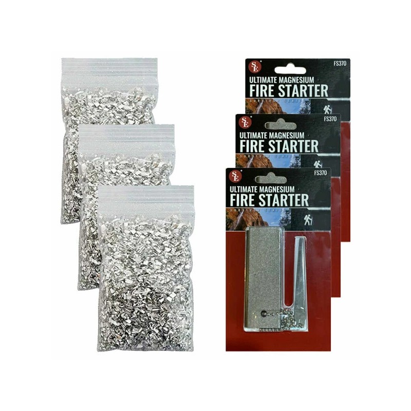 SE (3) MAGNESIUM FIRE STARTERS BLOCK EMERGENCY FLINT SURVIVAL &