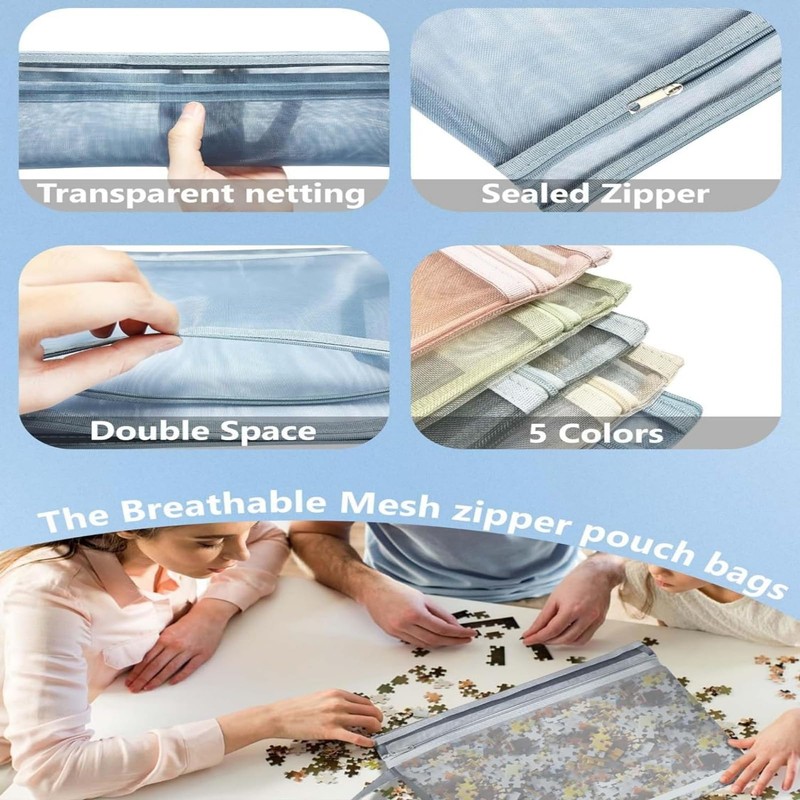 10 Pack Mesh Zipper Pouch Bags, Board Game Storage Puzzle